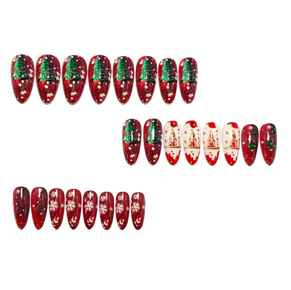 Artificial nails with festive Christmas design and glitter accents Kalsten