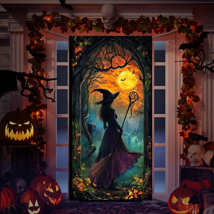 Halloween door poster with large-format Grim Reaper illustration and reusable PVC tarp fabric
