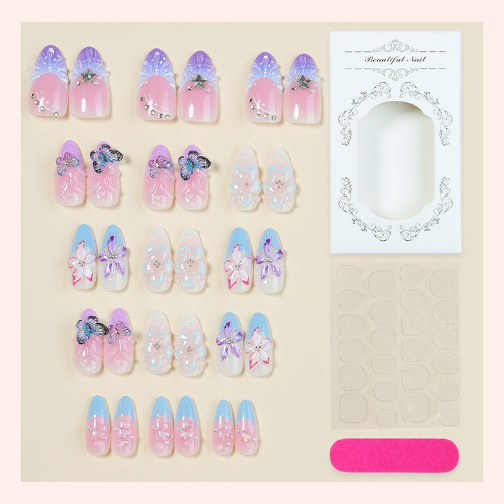 Artificial nail set with floral and glitter details Kalsten