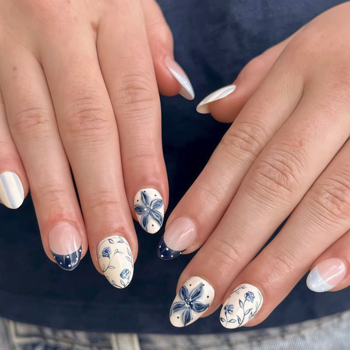 Artistic Floral-Themed Press-On Nails