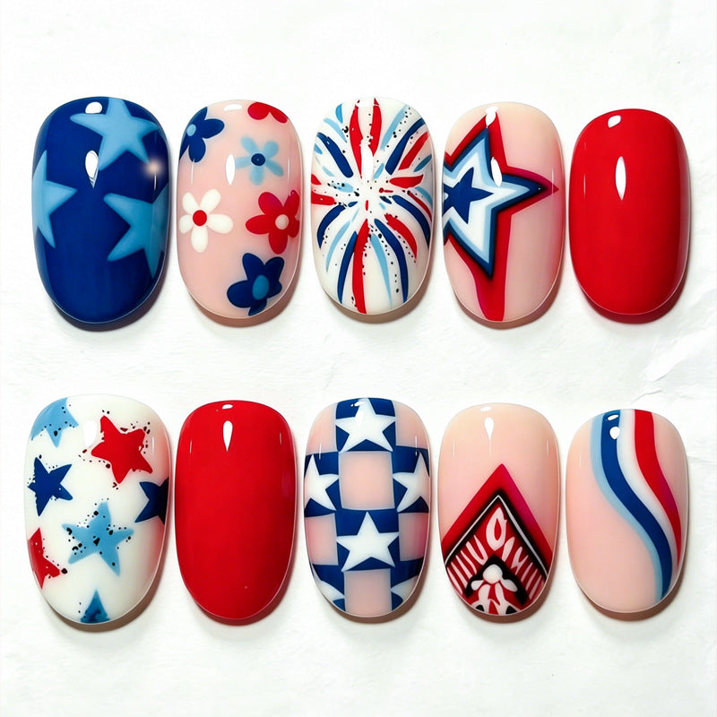 Artificial nail set with creative star and heart patterns Kalsten