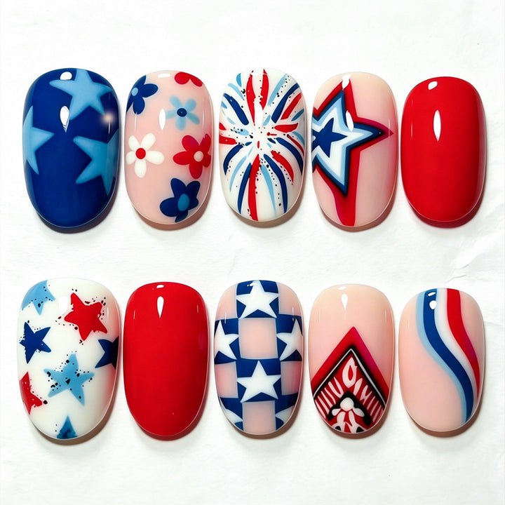 Artificial nail set with creative star and heart patterns Kalsten