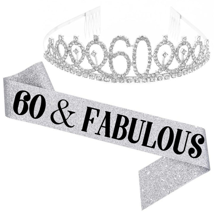 Girl Glittering Birthday Crown and Sash Set Kalsten