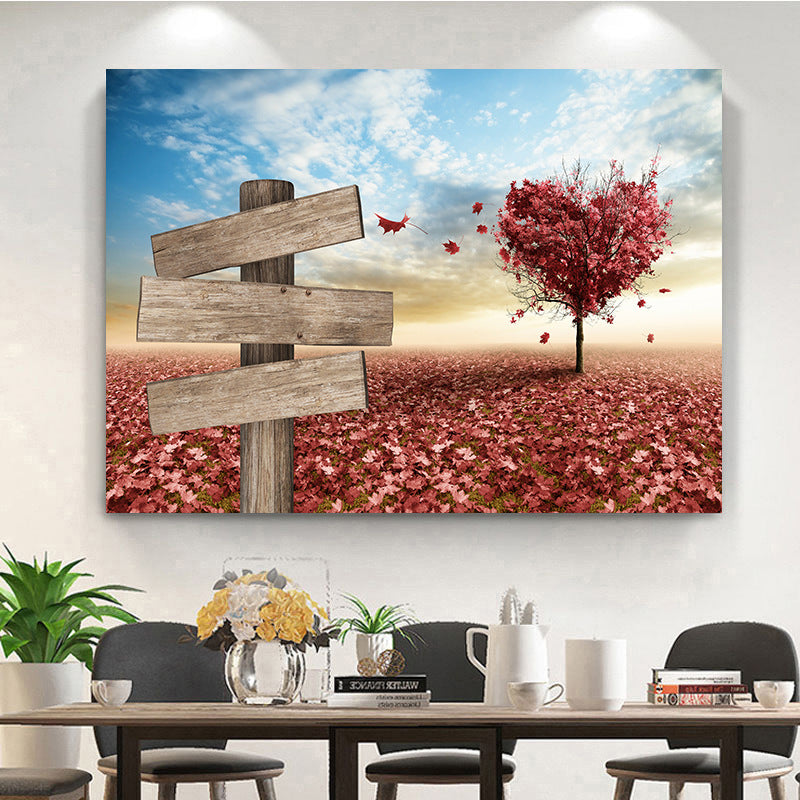 Family Quote Canvas Wall Art With Rustic Signpost Dock Photographic Print