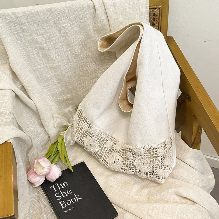 Handcrafted Floral Lace Tote Bag