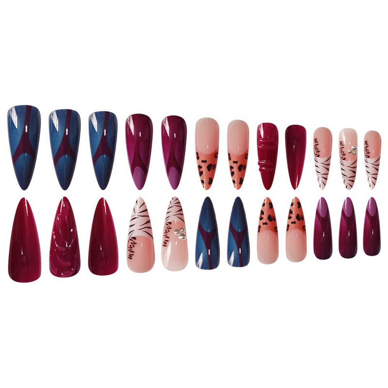 Artistic Stiletto Press-On Nail Art Set with Unique Patterns Kalsten