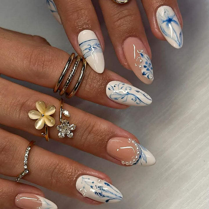 Elegant Floral Stiletto Nail Art