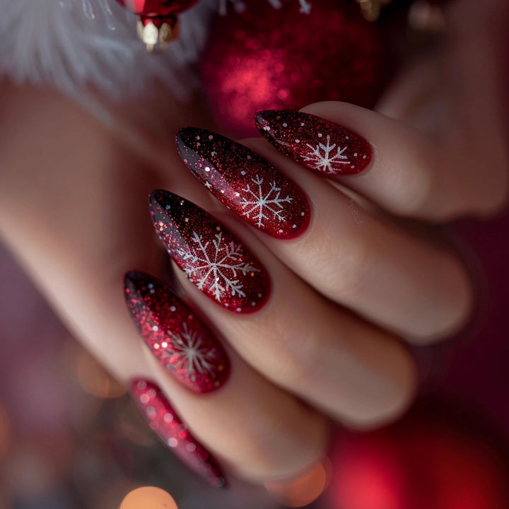 Glittering artificial nails with winter design Kalsten