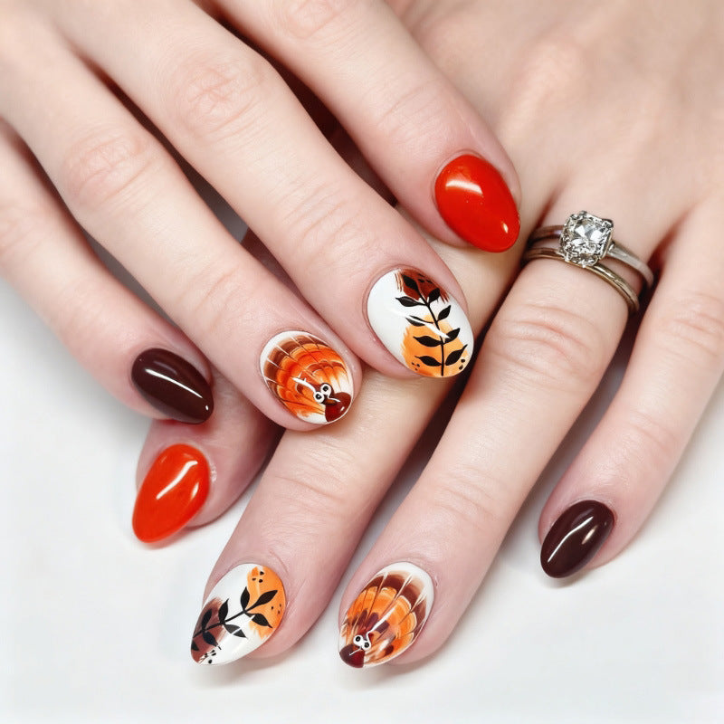Fall-Themed Decorative Press-On Nail Art Set Kalsten