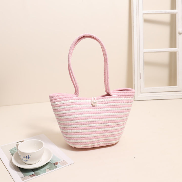 Trendy Basket Bag with Stylish Striped Pattern Kalsten