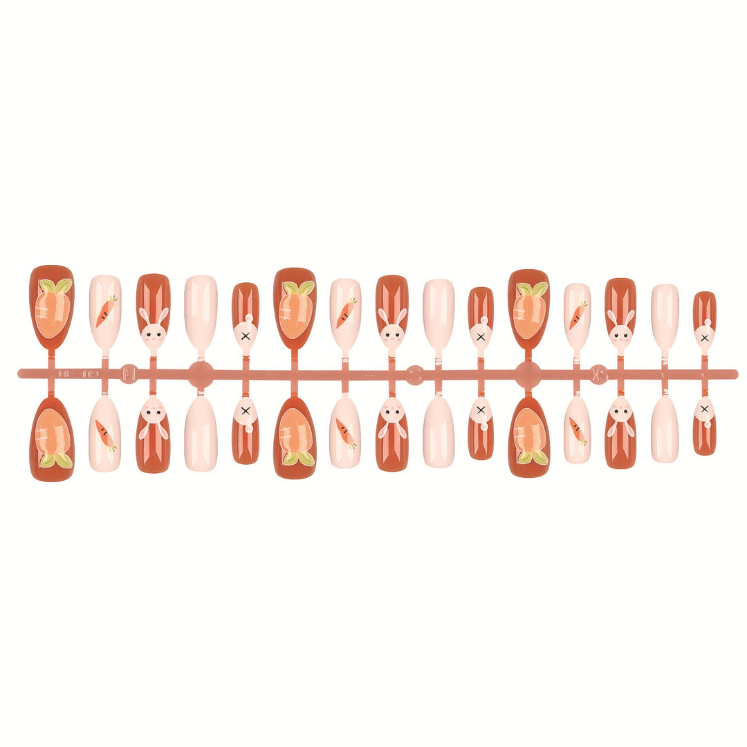 Playful Rabbit and Carrot Press-On Nail Set