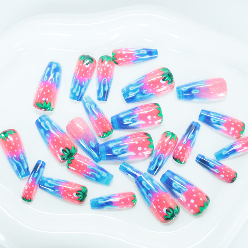 Strawberry-Inspired Acrylic Nail Art Kalsten