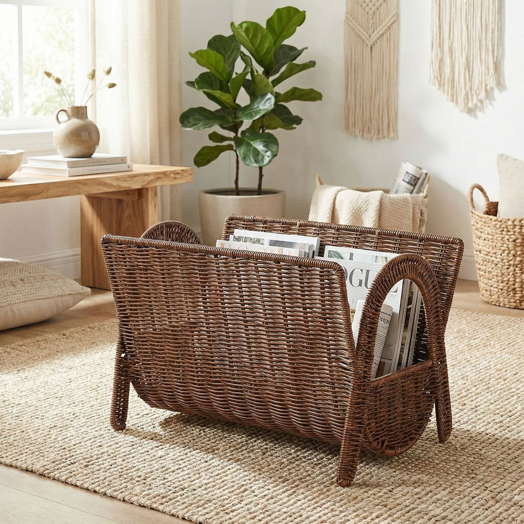 Stylish magazine holder made of woven material Kalsten