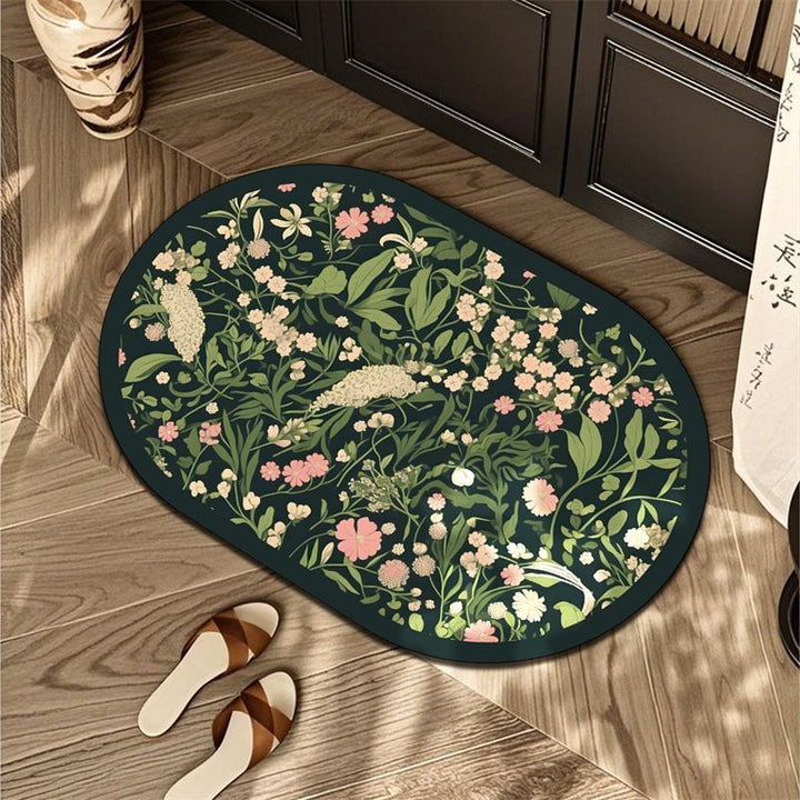 Floral Patterned Oval Area Mat