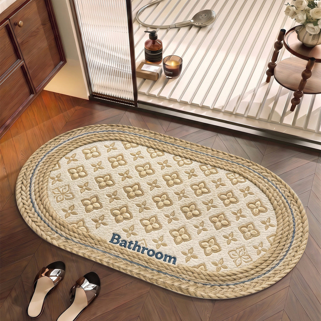 Floral Embroidered Bathroom Rug for Interiors