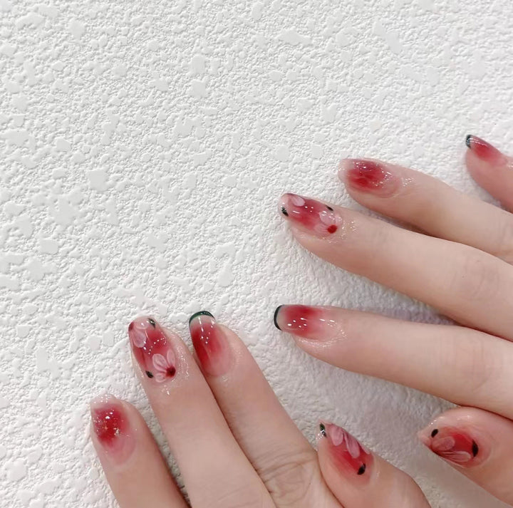 Artistic Sakura-Inspired Press-On Nails Kalsten