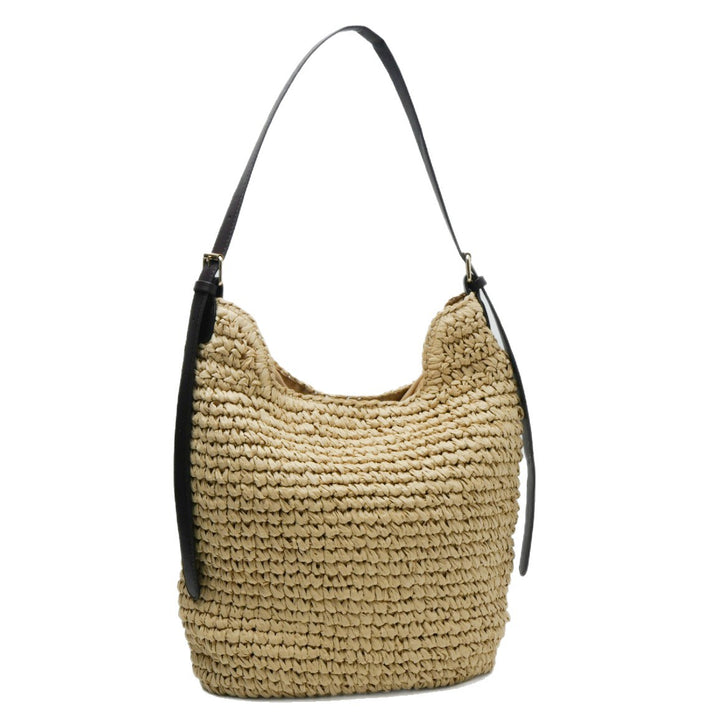 Braided Shoulder Bag Made of Natural Material with Elegant Leather Accents Kalsten