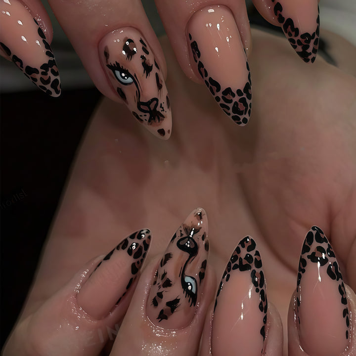 Creative Nail Art Set with Leopard Pattern and Glitter Kalsten
