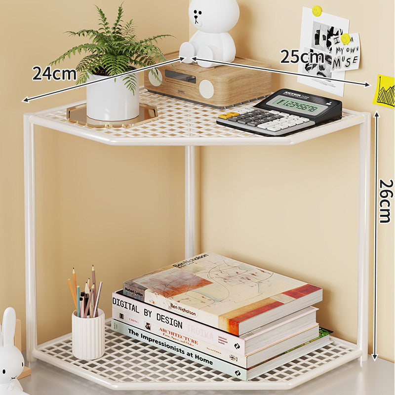 Triple-Tier Corner Metal Mesh Storage Shelf Unit for Bathroom Kitchen Living Room