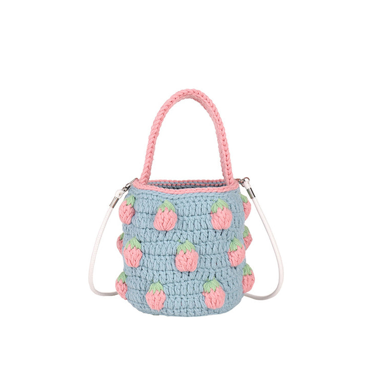 Cute Crochet Strawberry-Themed Mini Bucket Bag