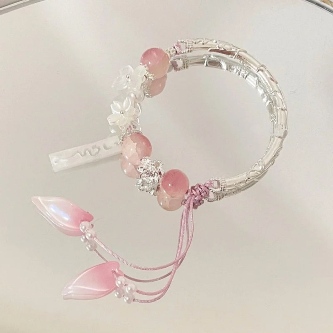 Floral Beaded Charm Bangle Bracelet Kalsten