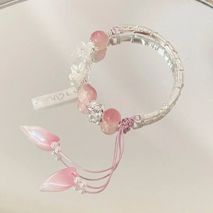 Floral Beaded Charm Bangle Bracelet Kalsten