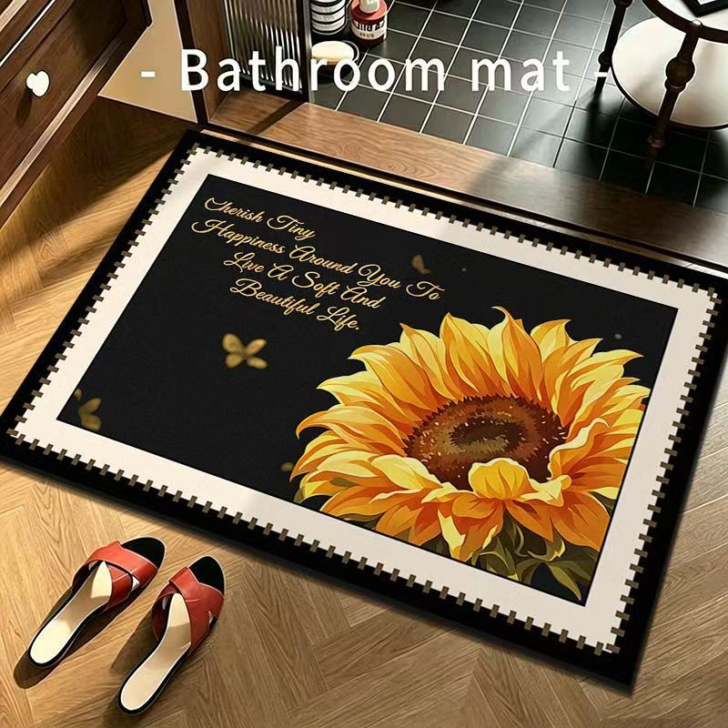 Decorative Floral Quote Bathroom Mat for Home