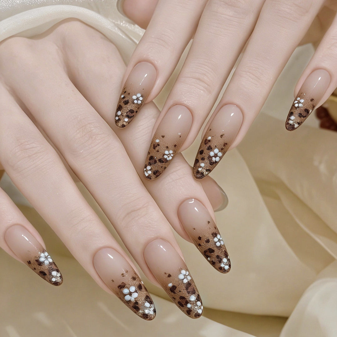 Elegant Floral-Embellished Press-On Nails