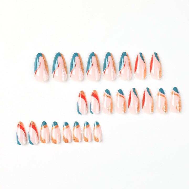 Artificial nail art with creative gradient and glitter elements Kalsten