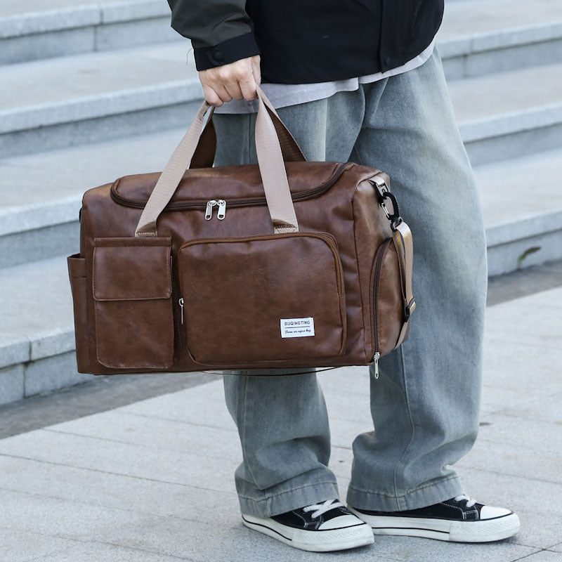 Durable Vintage Leather Travel Duffel Bag Kalsten