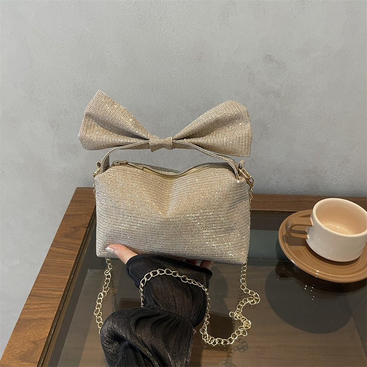 Bow-Accented Sparkling Handbag