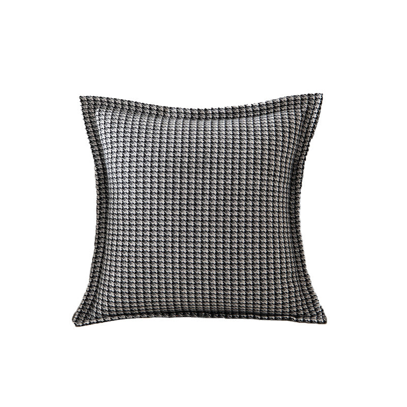 Decorative Houndstooth Textured Throw Pillow Cover with Piped Edge