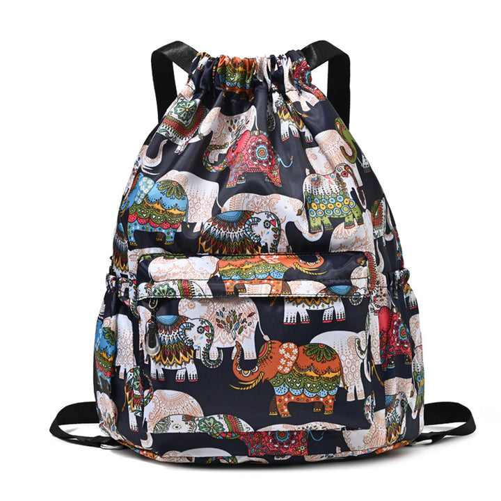 Drawstring Elephant Print Backpack Kalsten
