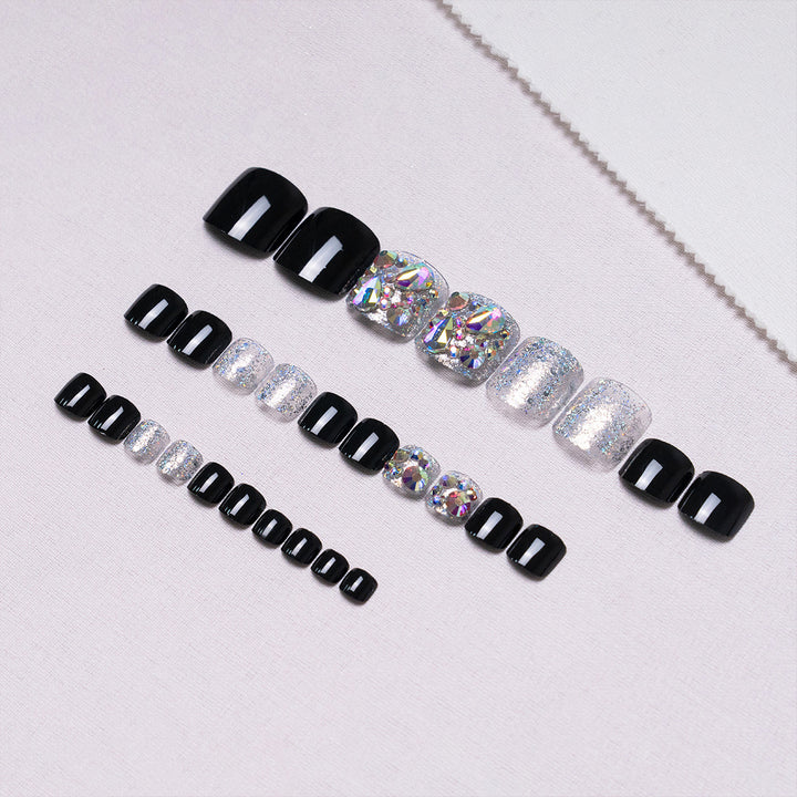 Glamorous Rhinestone Pedicure Nail Art  1791110395