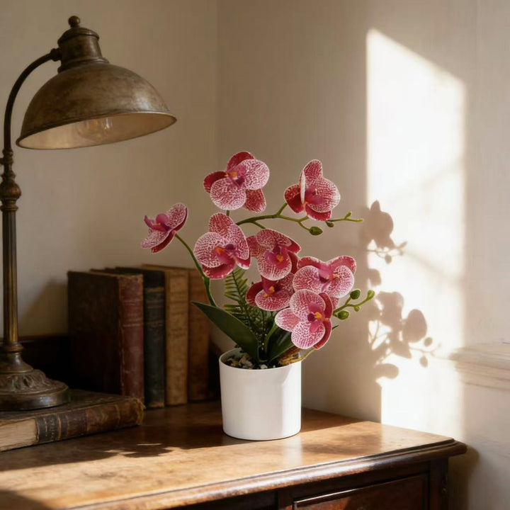 Lifelike Artificial Orchid Plant Arrangement for Indoor Display