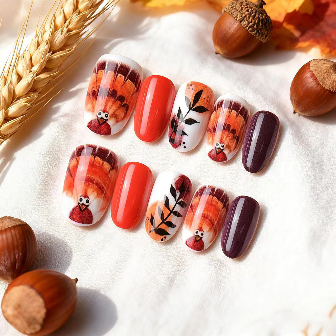Fall-Themed Decorative Press-On Nail Art Set Kalsten