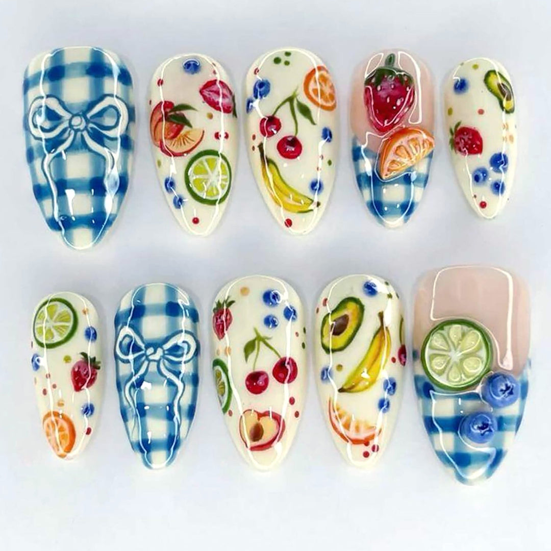 Decorative Fruit-Themed Press-On Nail Set
