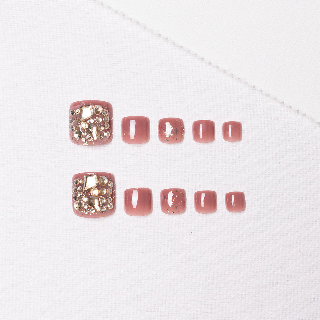 Glamorous Rhinestone-Embellished Pedicure Nail Art