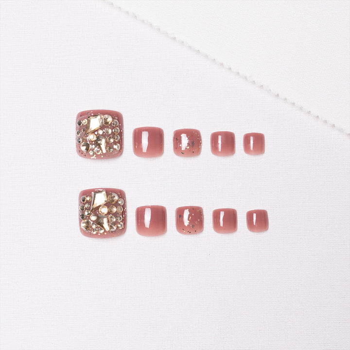 Glamorous Rhinestone-Embellished Pedicure Nail Art