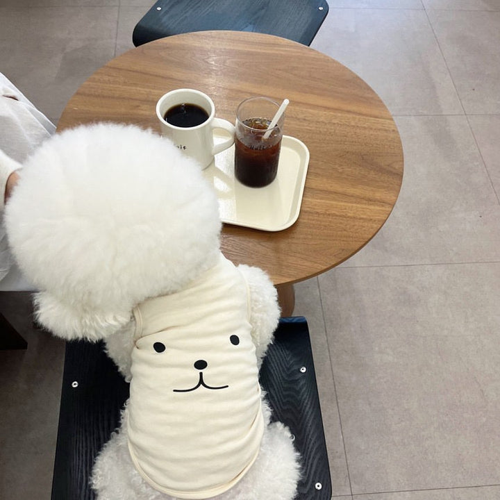 Small Dog Cotton Sleeveless Tank with Minimalist Face Print