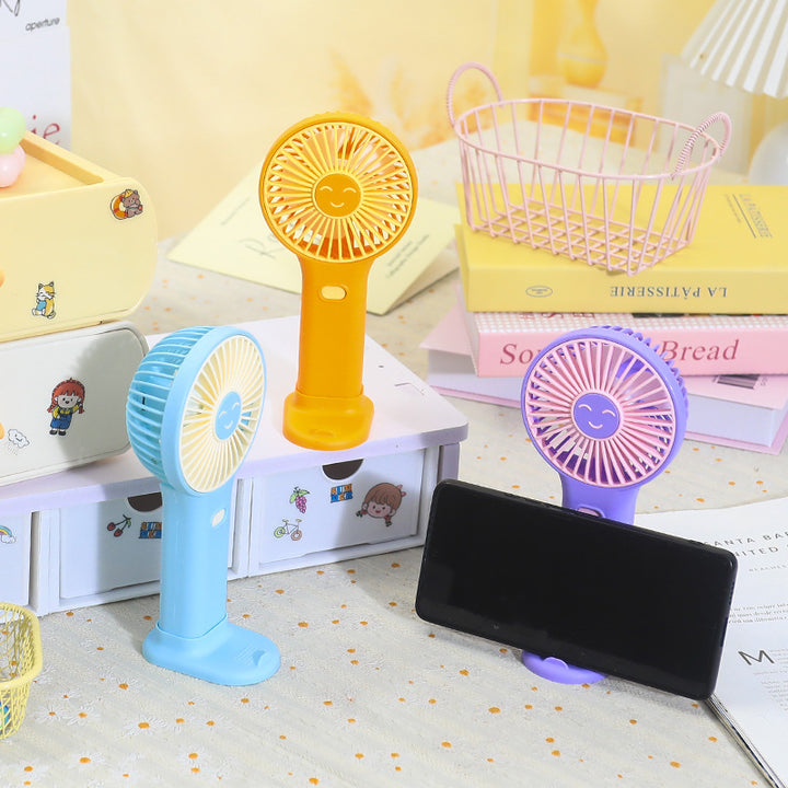 Ladies Portable Hand Fan with Smiling Face and USB Charging Function Kalsten