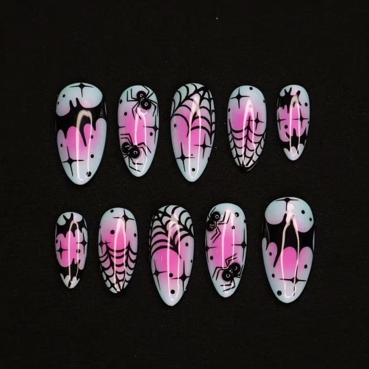 Artistic Halloween-Themed Press-On Nail Design Kalsten