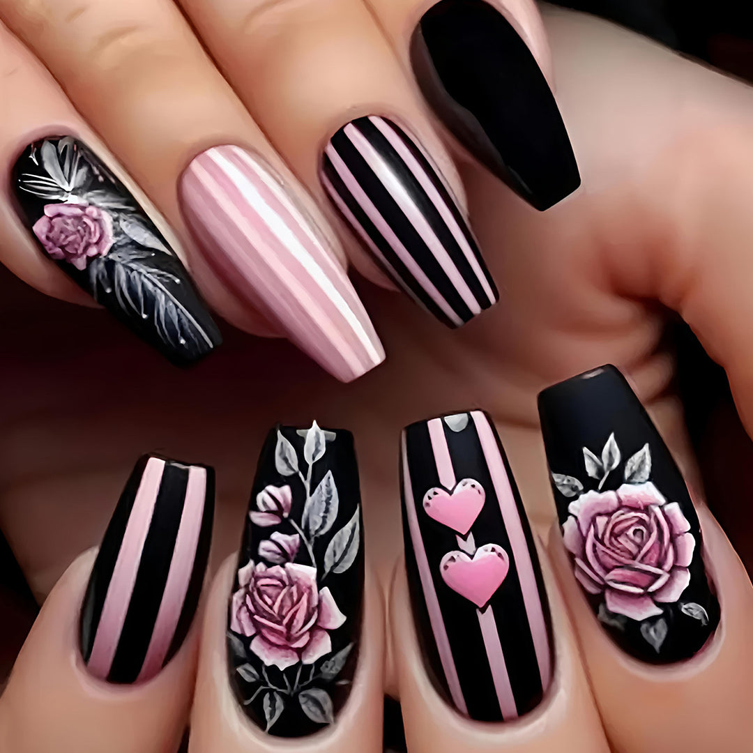 Romantic Floral Design Nail Art Kalsten
