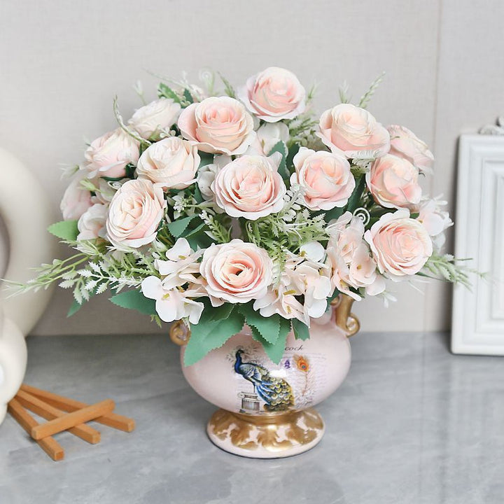 Lifelike Floral Arrangement in Modern Vase