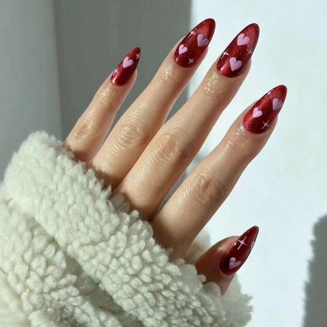 Romantic Heart-Patterned Nail Art Set
