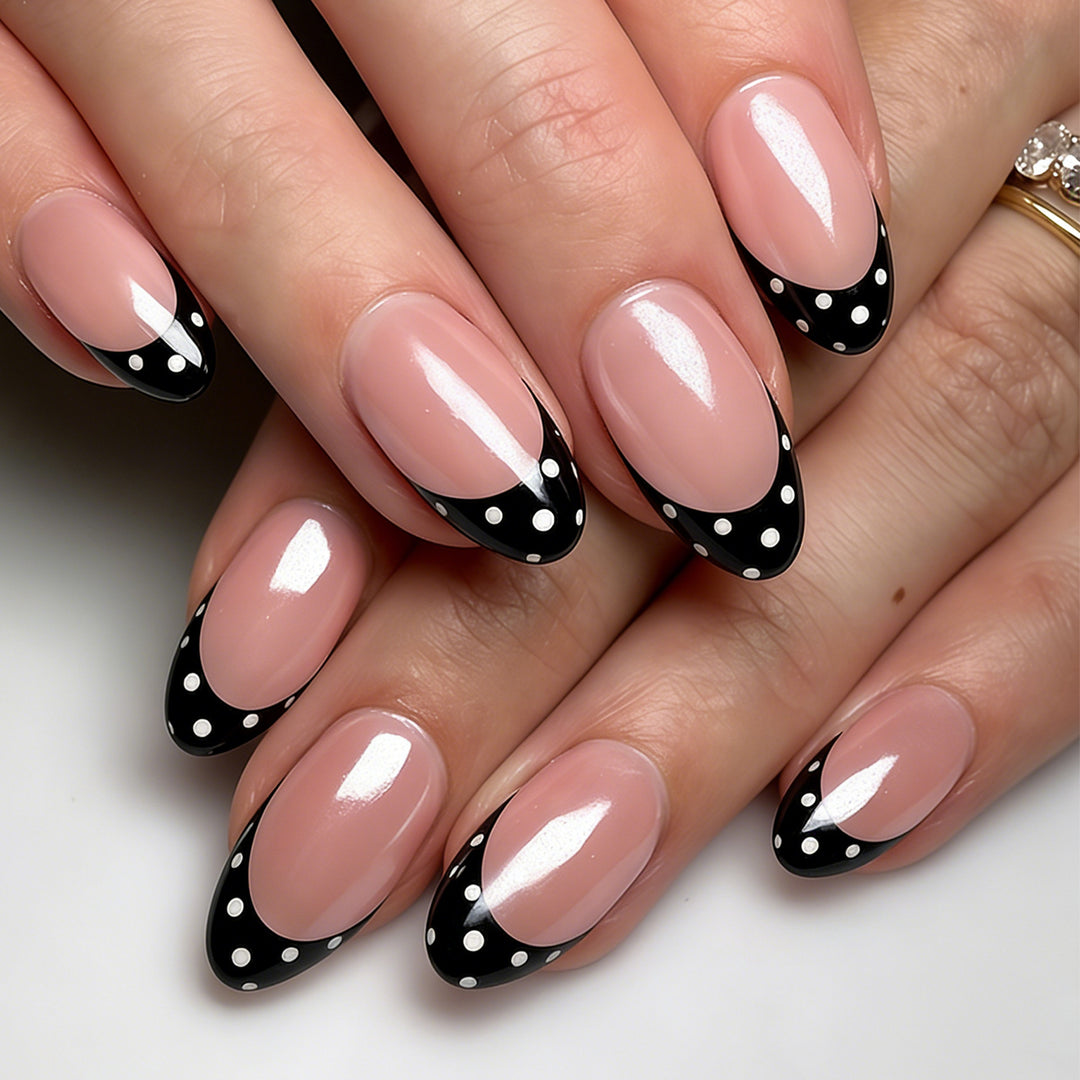 Creative Nail Design Set with Dots and Elegant French Look Kalsten