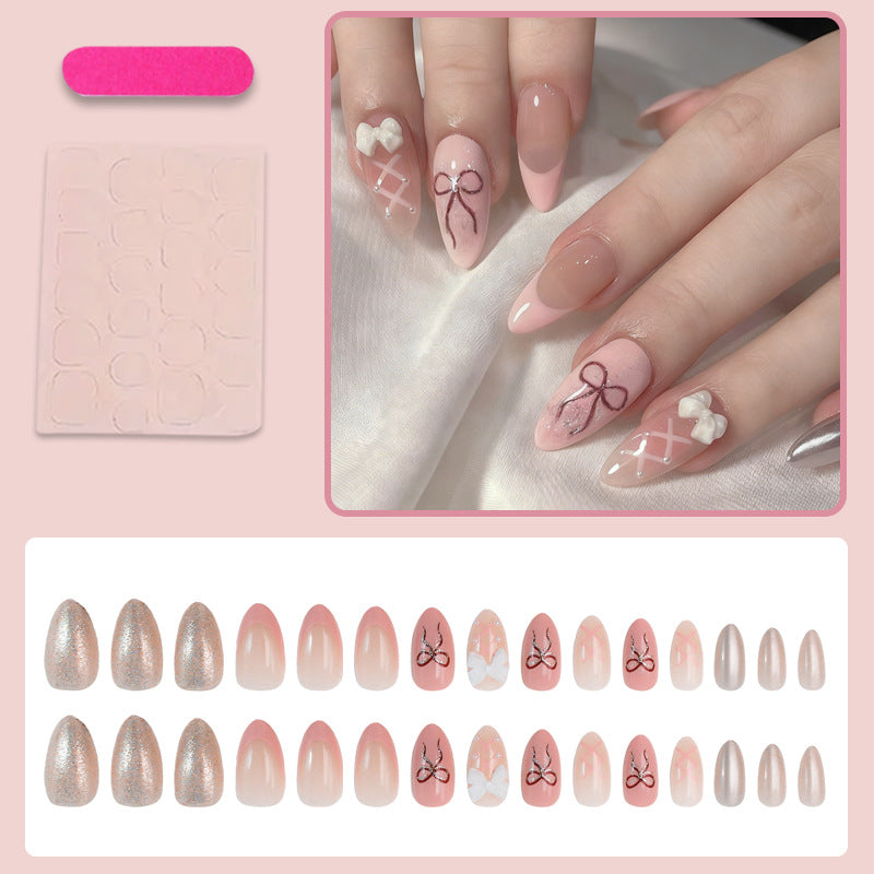 Artificial nail set with romantic bow and flower decorations Kalsten