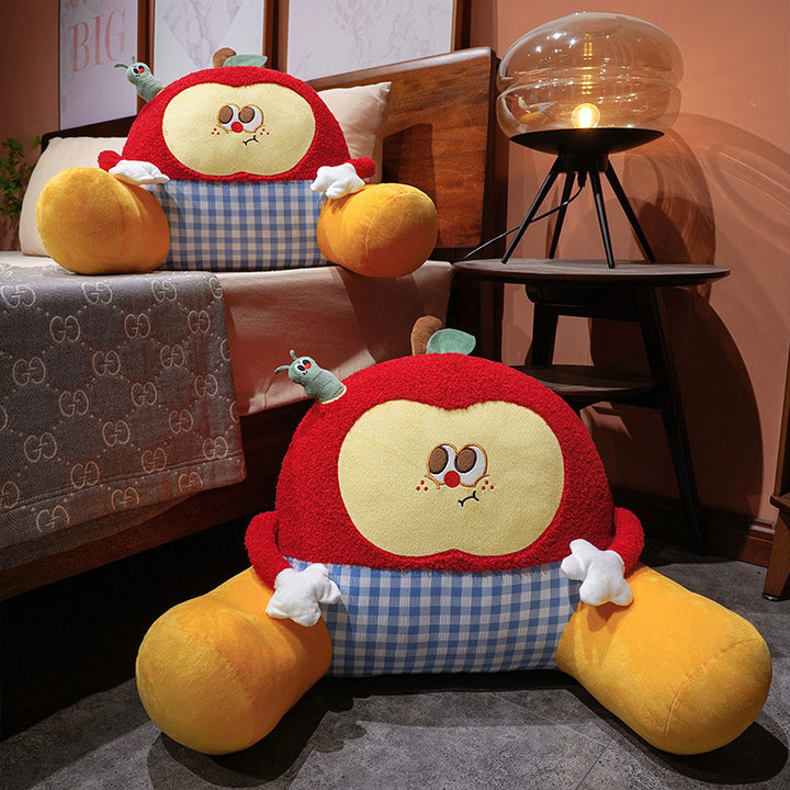 Cozy ergonomic seat and back support cushion in apple character with side armrests