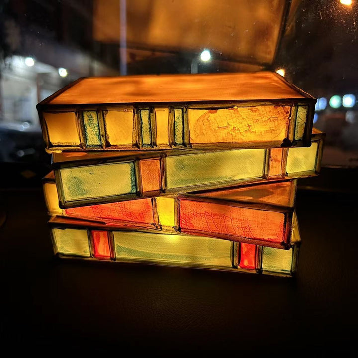 Stained Glass Book Stack Table Lamp Kalsten
