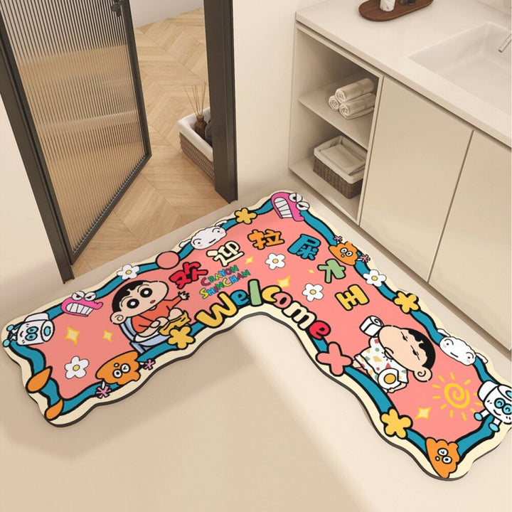 Cartoon Character Welcome Bath Mat Decor